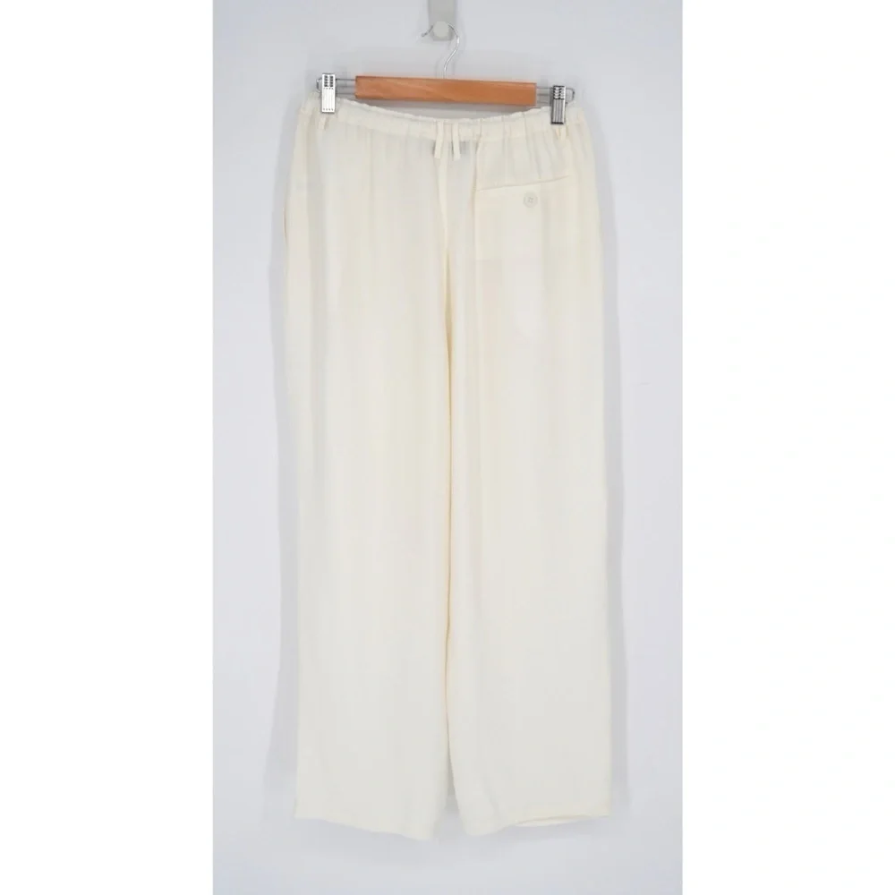 NEW L'ACADEMIE Abi Drawstring Pants Relaxed Straight in White Women's S - Picture 3 of 10
